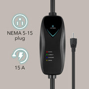 Lectron LECHG5-15-15ATSLBLKUS Tesla Level 1 NEMA 5-15 Electric Vehicle (EV) Charger - up to 15A- 16' - Black