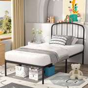 Mainstays 14PBCH01 Crew Twin Metal Platform Bed with Curved Headboard, Black