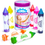 Tub Works Jumbo Bath Crayons, Easy-Grip Hexagonal Shape, Non-Toxic, Washable, 7 Vibrant Colors, Large Size, Model 44361