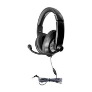 HamiltonBuhl Smart-Trek Deluxe Over-Ear Headset with Steel-Reinforced Gooseneck Microphone, In-Line Volume Control, Leatherette Cushions, 3.5mm TRRS Plug, Black, ST2BK