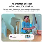 Google Nest Cam Indoor Wired 3rd Gen, 2K HDR Video, Night Vision, 152 Field of View, Two-Way Audio, Gemini Technology, Hazel
