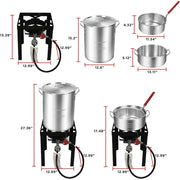 Red Mountain Valley Outdoor Camping Turkey Fryer Set, 30 Qt and 10 Qt Aluminum Pots, 50,000 BTU Burner, Digital Timer, Safety Regulator and Thermocouple Shutoff, 2A-CM196