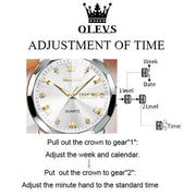 OLEVS 99W-31 Luxury Womens Wristwatch, Diamond-Accented White Dial, Two-Tone Gold Plated Stainless Steel, Waterproof, Quartz Movement, 27mm