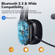 IKT H1 Bluetooth Headset, Trucker Wireless Headset with Noise Cancelling Microphone & Mute Button, Black