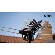 Onn Outdoor TV Antenna with Pole, 85-Mile Reception Range, Multidirectional, Ultra-HD Full HD HD Ready, 25 ft Cable