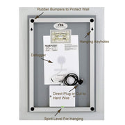 Hamilton Hills Backlit LED Lighted Wall-Mounted Mirror, 24 x 32 in, Polished Rubber and Glass Frame, Touch Controlled Dimmable Lighting, Integrated Defogger, HH1341-BL
