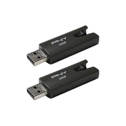 PNY P-FD32GX2ATT-GE 32GB USB 2.0 Flash Drive 2-Pack with Sliding Collar and Key Loop Durable Lightweight Storage
