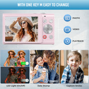 HICSHON DC402 Autofocus 4K Digital Camera, w/ 32GB TF Card 48MP 16X Digital Zoom, Pink