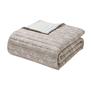 My Texas House Floral Pick Stitch Quilt Set, Full/Queen, Taupe Jacobean Floral and Stripes, 3-Piece, MTD666170522014