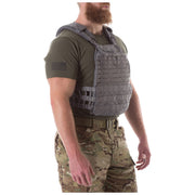 5.11 Tactical TacTec Plate Carrier, Lightweight Durable 500D Nylon, Adjustable Fit S-XL, Quick-Release Cable System, Laser-Cut MOLLE Platform, Storm Color