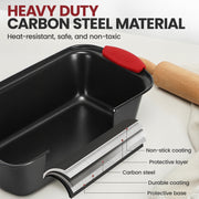 Kikcoin Bakeware Set, 33-Piece Nonstick Carbon Steel Pans with Insulated Silicone Handles, Gray, 05GY9