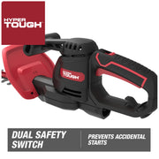 Hyper Tough 20-Inch Corded Electric Hedge Trimmer, 3.7-Amp Motor, Diamond-Ground Steel Double-Action Blade, Lightweight 5 lb, Ergonomic Handle