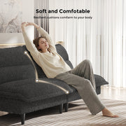 Patbrela Futon Sofa Bed, 4-in-1 Convertible Loveseat Sleeper Couch with Adjustable Backrest, Teddy Plush Fabric, Gray, 71 in, LMJSF12