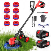 Tanbaby 12-Inch Cordless String Trimmer with 20,000 RPM Brushless Motor, 2 x 3.0Ah Batteries, Auxiliary Wheel, 8pcs Line, Lightweight 6.54 lb, XB-DCS-GCJ0901