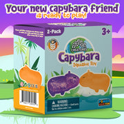 Power Your Fun A8634188 Capybara Squeeze Balls, 2-Pack, Non-Toxic Silicone and Foam Stress Relief Toys, Purple and Orange