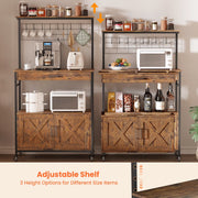 Behost Bakers Rack with Cabinet, Adjustable Storage Shelves, Rustic Brown