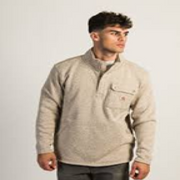 Carhartt Pocket Fleece Relaxed-Fit Midweight Quarter-Zip Sweater for Men - Oat Milk - L