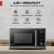 Toshiba 6-in-1 Inverter Countertop Microwave Oven Air Fryer Combo, Broil, Convection, Speedy Combi, Even Defrost, 11.3 in Turntable, Black Stainless Steel, ML2-EC09SAIT(BS)