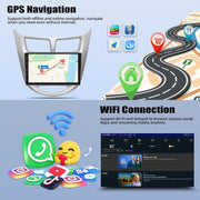 Podofo Android 15 Car Stereo, 9-Inch HD Touchscreen, 2GB RAM, 64GB Storage, Wireless Apple CarPlay, Android Auto, GPS Navigation, WiFi, FM/RDS Radio, AHD Backup Camera for Hyundai Accent 2012-2017