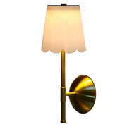 Home Decor Collection Sterling & Noble Home Cordless Brass Rechargeable Wall Sconce with Scalloped Fabric Shade and Remote