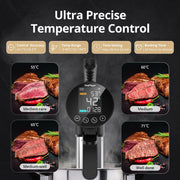 Inkbird CharMeter SSV-102-W Sous Vide Cooker, 1000W Immersion Circulator with 2.4G WiFi, Black/Silver