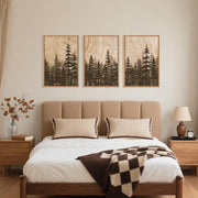 TOARTi Pine Tree Framed Canvas Wall Art Set, Natural Woodland Landscape, Vintage Brown, 16x24 in
