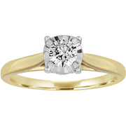 Forever Bride SOR1099H-KY220 1/2 Carat T.W. Round Diamond 10 Kt Yellow Gold Miracle Plate Solitaire Engagement Ring, Yellow Gold Ring Size:7