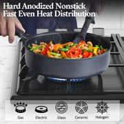 Cook N Home Professional Hard Anodized Nonstick Cookware Set, 10-Piece, Black, Oven and Dishwasher Safe, 02715