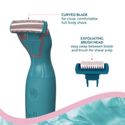 Belle Women's Electric Full-Body Groomer with Exfoliator Brush, Rechargeable Cordless Design, Two Trimming Guides, Stainless Steel Blade, 3896B