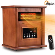 LifePlus GD9135BCW Portable Wood Electric Quartz Heater with Remote Control