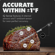 CHEF iQ Sense Smart Wireless Meat Thermometer, Ultra-Thin Probe, WiFi Unlimited Range, 5 Sensors, 1000F Heat Safe, Black, CQ60-1C-Z1-E