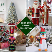 Fraser Hill Farm 48-Inch Nutcracker Figurine Holding Staff, White Coat, Gold Pants, Black Boots, Gold Crown, Weather-Resistant Magnesium Oxide, Indoor Outdoor Christmas Decor FFMG048-0NC-GLD