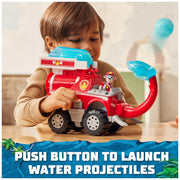 Spin Master Paw Patrol Jungle Pups Marshall Elephant Firetruck Toy Truck with Projectile Launcher and Exclusive Action Figure, Red, 6069244