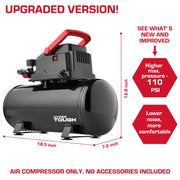 Hyper Tough 3-Gallon Oil-Free Portable Air Compressor, 110 PSI, Corded Electric, Black