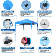 Vecukty VKZH081601GL02 10' x 10' Pop up Canopy Tent with Sidewalls, Gazebo for Patio Outdoor Camping, Blue