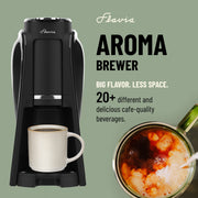 Flavia Aroma Brewer Single-Serve Coffee Machine Multiple Brew Sizes Removable Water Tank Adjustable Brew Strength Grey 18001473-GR