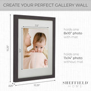 Sheffield Home 9-Pc Picture Frame Set, Matted 11x14 in, Dark Oak, 131067