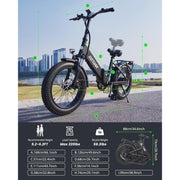 GOTRAX F2 Foldable eBike w/ 40 mile Max Operating Range and 20 MPH Max Speed - Black