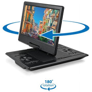 GPX PDB1214BDLIND Portable DVD Player, 11.6-Inch Swiveling HD Screen, Bluetooth Transmitter, Stereo Headphones, Remote Control, Black