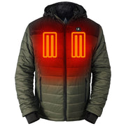 ActionHeat 5V Men's Poconos Battery Heated Puffer Jacket W/ Hood- Olive Green and Black, M