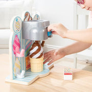 Melissa & Doug Swirl and Serve Ice Cream Play Set, Wooden Two-Color Soft Serve Dispenser, 8-Piece Pretend Play Toy, 50597