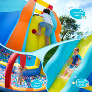 Patbrela Inflatable Water Slide Bounce House, 12-in-1 Water Park with Extra Long Slide, Deep and Shallow Pools, Basketball Hoop, Climbing Walls, Blue