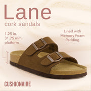 CUSHIONAIRE Women s Lane Cork Footbed Sandal with +Comfort