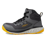 KEEN Utility Arvada Mid Height Composite Toe Work Sneakers, Breathable, Water Resistant, Oil Slip Resistant, Black Yellow, Men's 9.5 Wide, 1027652