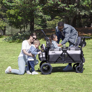 Delta Children Jeep Wrangler Deluxe 4 Seater Wagon Stroller, Convertible Seats, Removable Canopy, Adjustable Handles, Puncture-Proof Tires, Fold-Flat Design, Gray, 60008-2363