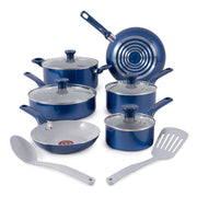 T-fal C483SC64 12 Piece Non Stick Ceramic Cookware Set, Blue