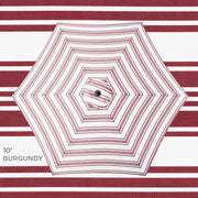 Best Choice Products 10ft Outdoor Steel Market Patio Umbrella, Striped Burgundy, 6-Rib Frame, Crank Lift, Push-Button Tilt, SKY7930