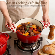 Taimasi Enameled Cast Iron Dutch Oven, 5QT, Red, Heavy-Duty Cookware with Lid and Cotton Potholders