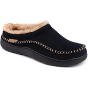 DIOXADOP Men's Slip On Moccasin Slippers, Indoor/Outdoor Warm Fuzzy Comfy House Shoes, Fluffy Wide Loafer Slippers, Black, 11-12