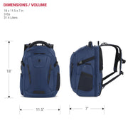 SwissGear Travel Tech Elite Laptop Backpack, TSA-Friendly ScanSmart Compartment, USB Charging Port, Shoe Compartment, Organizer Pockets, Black Blue